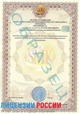 Образец сертификата соответствия (приложение) Радужный Сертификат ISO 13485